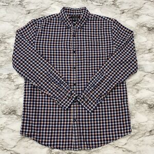 Banana‎ Republic Luxe Flannel Slim Fit Mens Shirt L Multicolor Plaid Long Sleeve